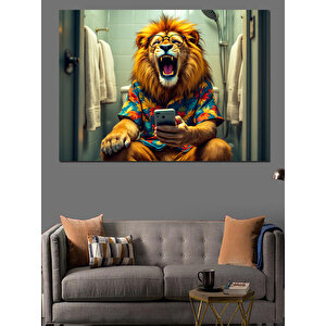 Takım Elbiseli Aslan Dekoratif Kanvas - Mdf Ahşap Tablo