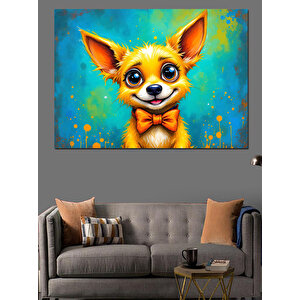 Sevimli Chihuahua Köpek Dekoratif Kanvas - Mdf Ahşap Tablo 100x140 cm