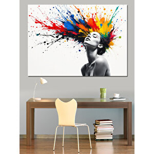 Saçında Renk Patlaması Dekoratif Kanvas - Mdf Ahşap Tablo 70x100 cm