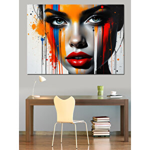 Ağlayan Kadın Renk Fırçaları Dekoratif Kanvas - Mdf Ahşap Tablo 100x140 cm