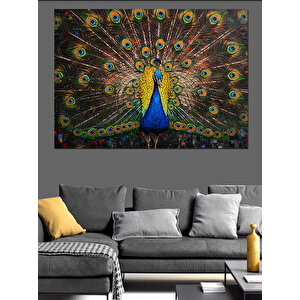 Tavus Kuşu Renk Cümbüşü Dekoratif Kanvas - Mdf Ahşap Tablo 100x140 cm