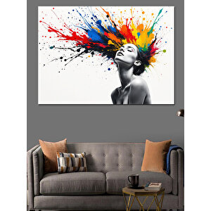 Saçında Renk Patlaması Dekoratif Kanvas - Mdf Ahşap Tablo 100x140 cm