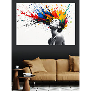 Saçında Renk Patlaması Dekoratif Kanvas - Mdf Ahşap Tablo