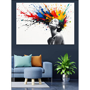 Saçında Renk Patlaması Dekoratif Kanvas - Mdf Ahşap Tablo