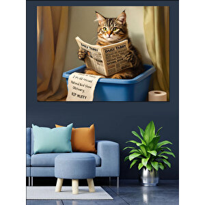 Kitap Üzerinde Uyuyan Kedi Dekoratif Kanvas - Mdf Ahşap Tablo