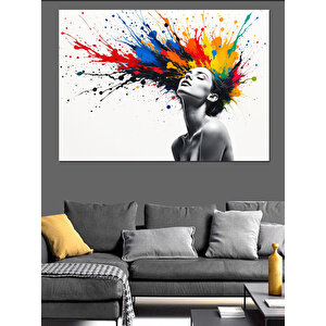 Saçında Renk Patlaması Dekoratif Kanvas - Mdf Ahşap Tablo 35x50 cm