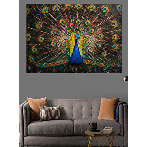 Tavus Kuşu Renk Cümbüşü Dekoratif Kanvas - Mdf Ahşap Tablo