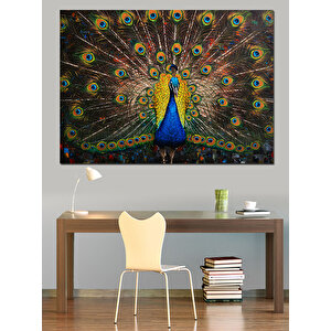 Tavus Kuşu Renk Cümbüşü Dekoratif Kanvas - Mdf Ahşap Tablo