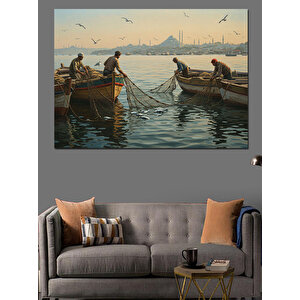 Balıkçı Kayığında Gün Doğumu Dekoratif Kanvas - Mdf Ahşap Tablo