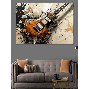 Patlayan Elektro Gitar Dekoratif Kanvas - Mdf Ahşap Tablo 70x100 cm