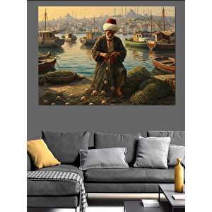 Limanda Osmanlı Balıkçısı Dekoratif Kanvas - Mdf Ahşap Tablo