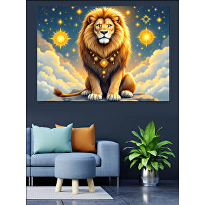 Asaletli Sarı Aslan Dekoratif Kanvas - Mdf Ahşap Tablo