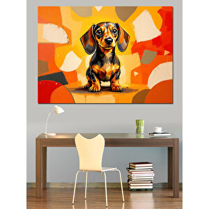 Sevimli Kahverengi Köpek Dekoratif Kanvas - Mdf Ahşap Tablo