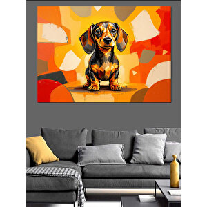 Sevimli Kahverengi Köpek Dekoratif Kanvas - Mdf Ahşap Tablo