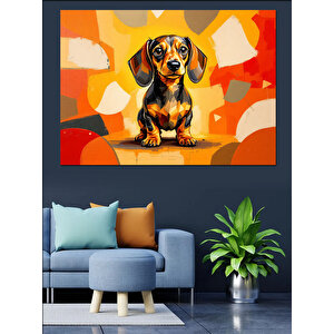 Sevimli Kahverengi Köpek Dekoratif Kanvas - Mdf Ahşap Tablo 100x140 cm