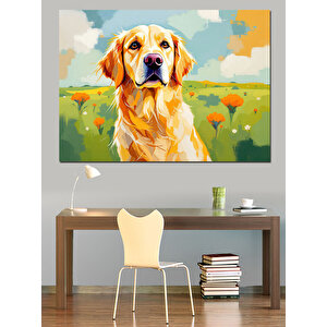 Gülen Sarı Sevimli Köpek Dekoratif Kanvas - Mdf Ahşap Tablo