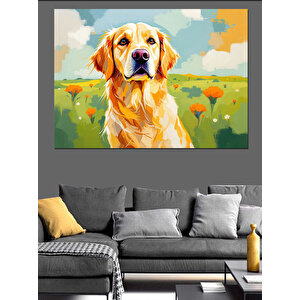 Gülen Sarı Sevimli Köpek Dekoratif Kanvas - Mdf Ahşap Tablo