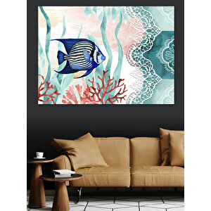Mercan Yanı Balık Dekoratif Kanvas - Mdf Ahşap Tablo 100x140 cm