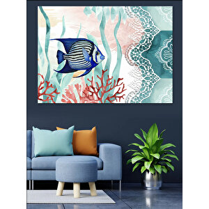 Mercan Yanı Balık Dekoratif Kanvas - Mdf Ahşap Tablo 35x50 cm