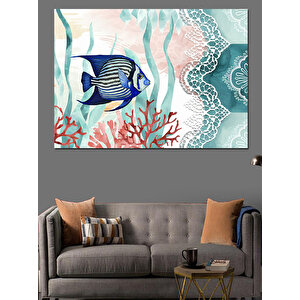 Mercan Yanı Balık Dekoratif Kanvas - Mdf Ahşap Tablo 35x50 cm