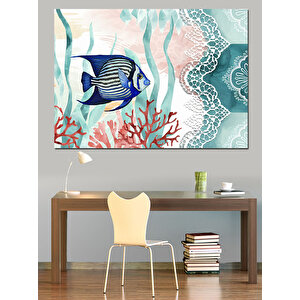 Mercan Yanı Balık Dekoratif Kanvas - Mdf Ahşap Tablo