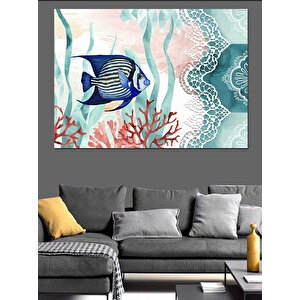 Mercan Yanı Balık Dekoratif Kanvas - Mdf Ahşap Tablo
