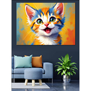 Sevimli Turuncu Kedi Dekoratif Kanvas - Mdf Ahşap Tablo 50x70 cm
