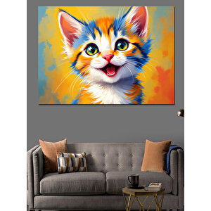 Sevimli Turuncu Kedi Dekoratif Kanvas - Mdf Ahşap Tablo 50x70 cm