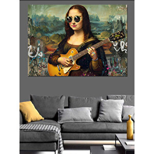Gitar Çalan Mona Lisa Dekoratif Kanvas - Mdf Ahşap Tablo