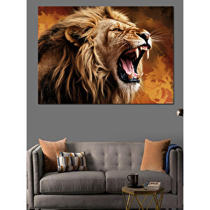 Kükreyen Güçlü Aslan Dekoratif Kanvas - Mdf Ahşap Tablo