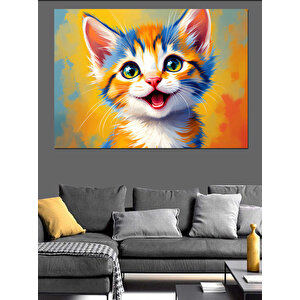 Sevimli Turuncu Kedi Dekoratif Kanvas - Mdf Ahşap Tablo