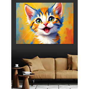 Sevimli Turuncu Kedi Dekoratif Kanvas - Mdf Ahşap Tablo