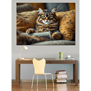 Battaniyede Yatan Sevimli Kedi Dekoratif Kanvas - Mdf Ahşap Tablo