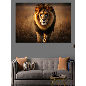 Aslan Kral Dekoratif Kanvas - Mdf Ahşap Tablo