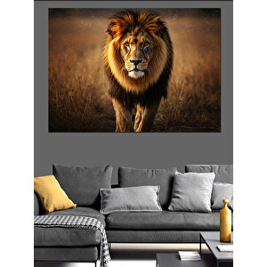 Aslan Kral Dekoratif Kanvas - Mdf Ahşap Tablo 35x50 cm
