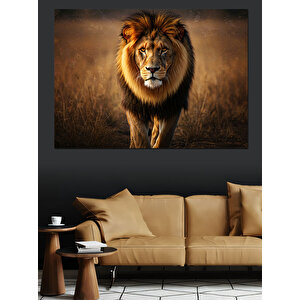 Aslan Kral Dekoratif Kanvas - Mdf Ahşap Tablo 35x50 cm
