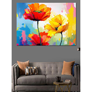 Renk Patlamalı Gelincikler Dekoratif Kanvas - Mdf Ahşap Tablo 100x140 cm