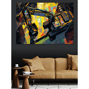 Endüstriyel Vinç Parlak Renk Dekoratif Kanvas - Mdf Ahşap Tablo