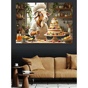 Tatlı Ustası Keçi Dekoratif Kanvas - Mdf Ahşap Tablo 100x140 cm