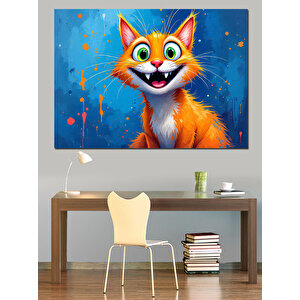 Sevimli Parlak Turuncu Kedi Dekoratif Kanvas - Mdf Ahşap Tablo