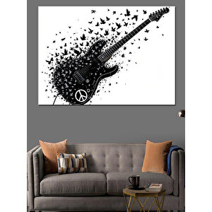 Dağılan Noktalı Elektro Gitar Dekoratif Kanvas - Mdf Ahşap Tablo 25x35 cm