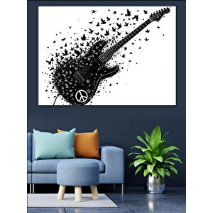 Dağılan Noktalı Elektro Gitar Dekoratif Kanvas - Mdf Ahşap Tablo 50x70 cm