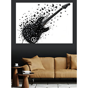 Dağılan Noktalı Elektro Gitar Dekoratif Kanvas - Mdf Ahşap Tablo