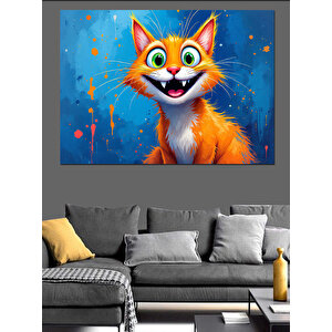 Sevimli Parlak Turuncu Kedi Dekoratif Kanvas - Mdf Ahşap Tablo 50x70 cm