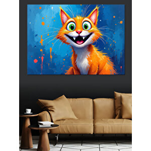 Sevimli Parlak Turuncu Kedi Dekoratif Kanvas - Mdf Ahşap Tablo 50x70 cm