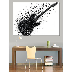 Dağılan Noktalı Elektro Gitar Dekoratif Kanvas - Mdf Ahşap Tablo 100x140 cm