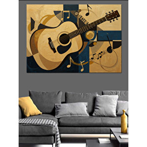Nostaljik Gitar Notaları Dekoratif Kanvas - Mdf Ahşap Tablo 25x35 cm