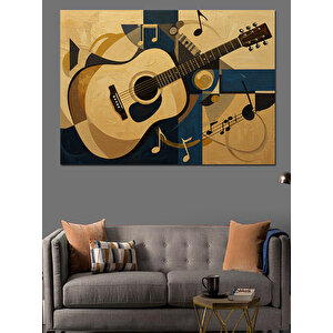 Nostaljik Gitar Notaları Dekoratif Kanvas - Mdf Ahşap Tablo