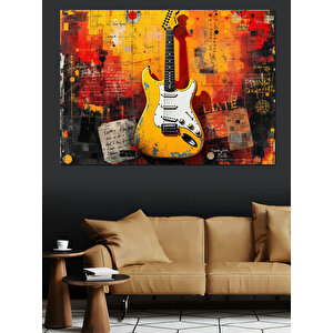 Elektro Gitar Sanatı Dekoratif Kanvas - Mdf Ahşap Tablo