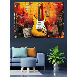 Elektro Gitar Sanatı Dekoratif Kanvas - Mdf Ahşap Tablo